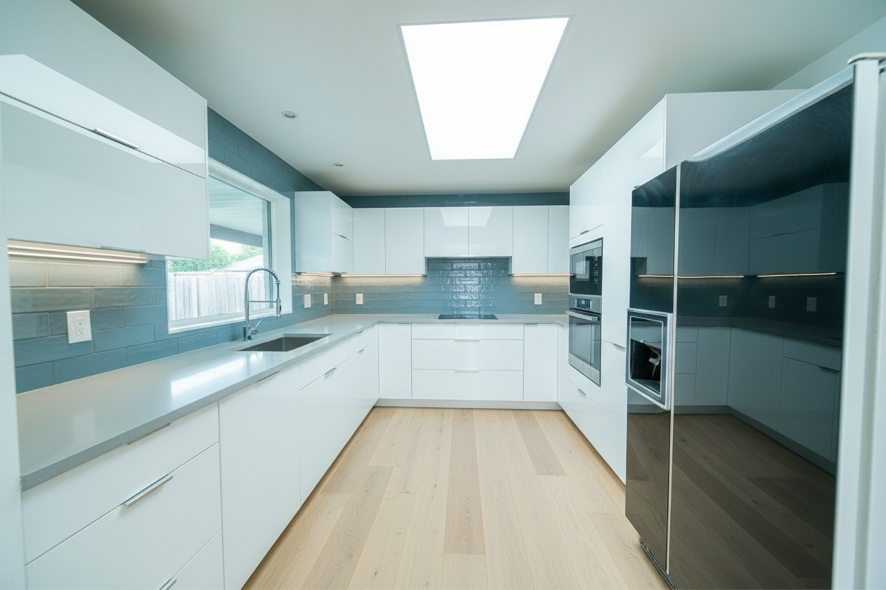Same kitchen transformed with new styling after AI redesign